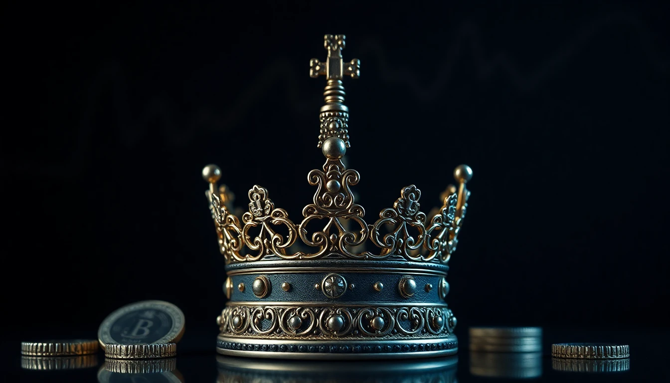 Königliche Krone mit Aktien-Symbolen